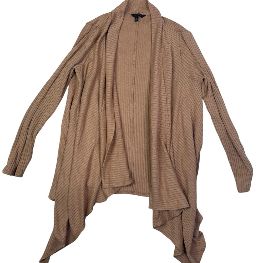 Banana Republic Tan Ribbed Open Front Waterfall Cardigan Size Medium